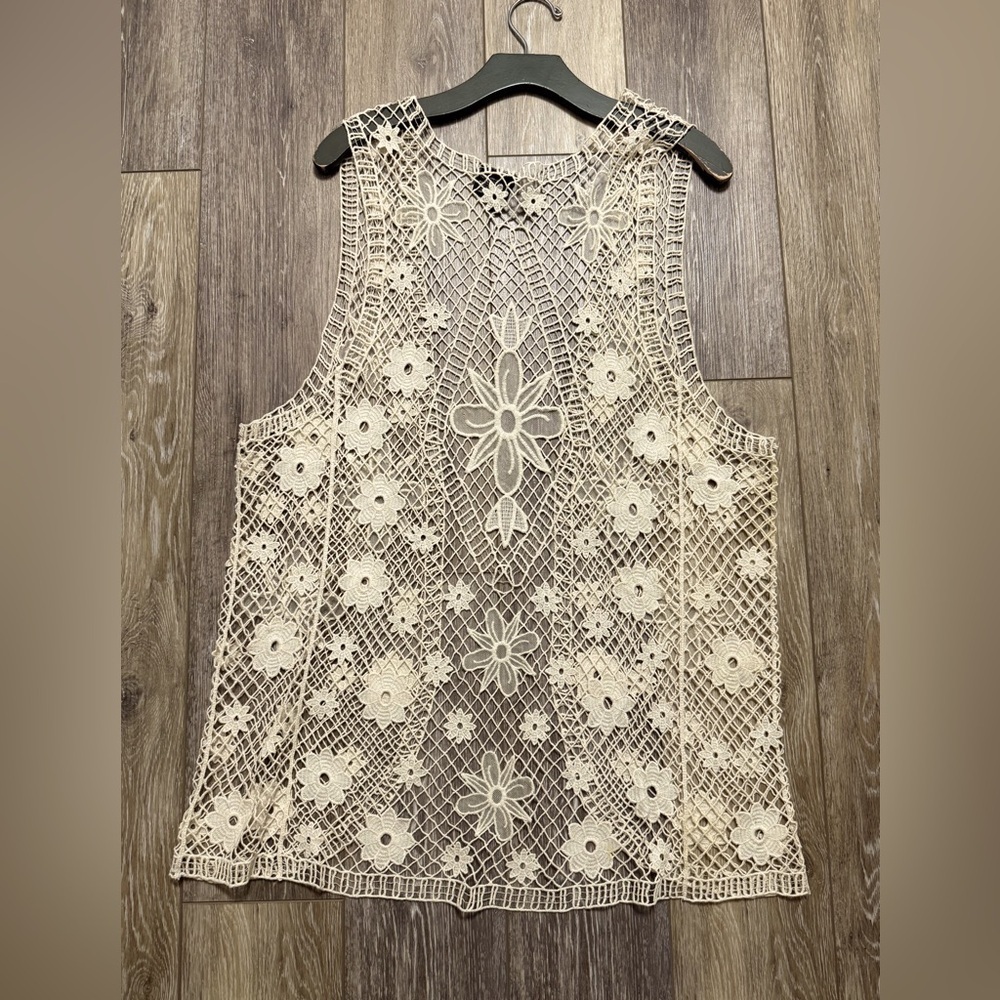 New Directions Cream Crochet Women Sweater Vest - Picture 5 of 7